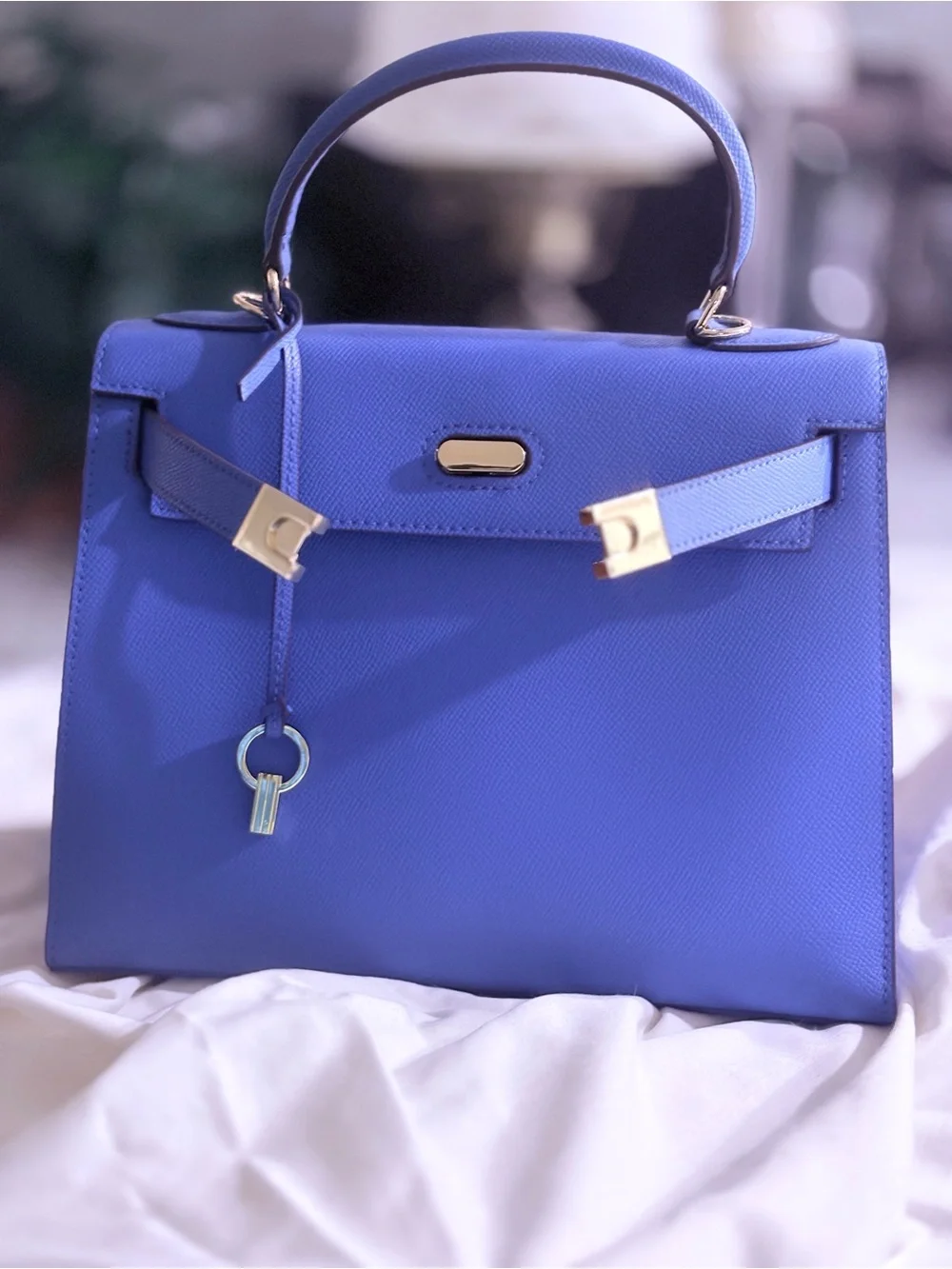 Lily & Bean “Evie” Leather Purse, in Cobalt Blue, 28 cm — LIKE NEW!